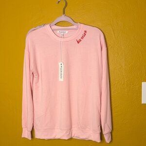 Workshop Republic Clothing Pink Sweatshirt with 'Be Mine' Embroidery S (Runs lg)